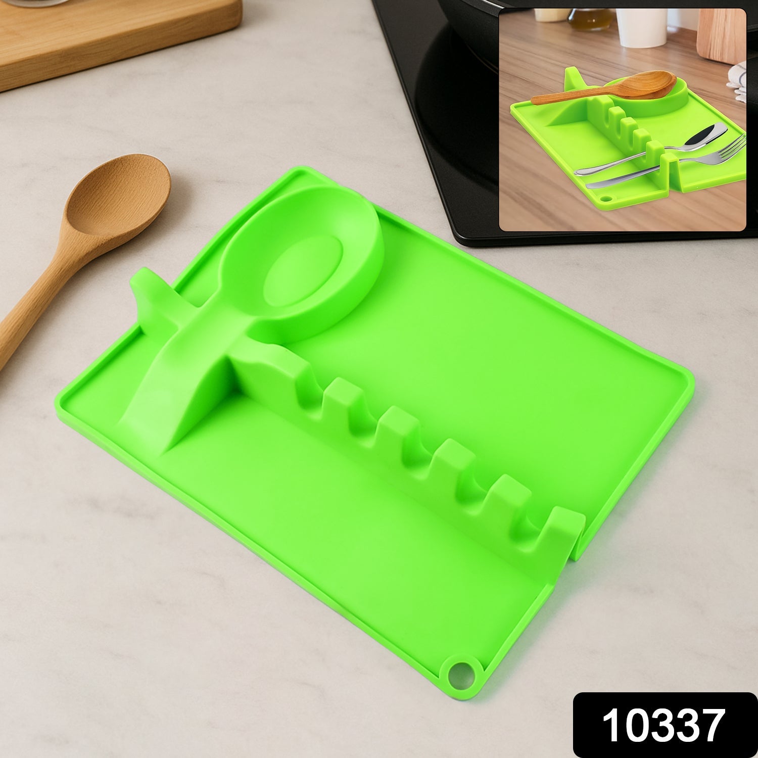 4-Slots Silicone Multifunctional Spoon Holders Fork Spatula Rack (1 Pc) 4-Slots Silicone Multifunctional Spoon Holders Fork Spatula Rack (1 Pc)